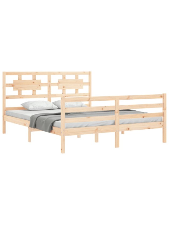 Gultas rāmis ar galvgali, King size izmērs, masīvkoks
