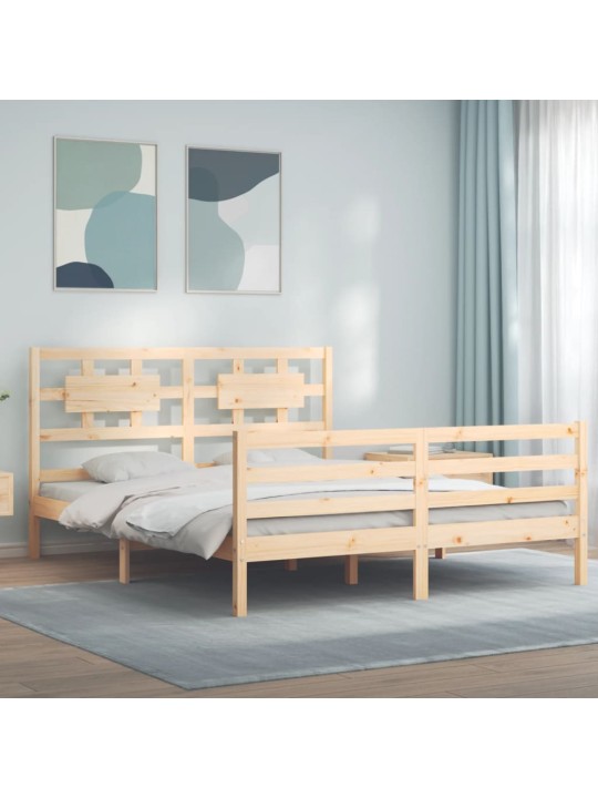 Gultas rāmis ar galvgali, King size izmērs, masīvkoks