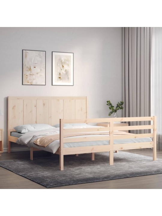 Gultas rāmis ar galvgali, King size izmērs, masīvkoks