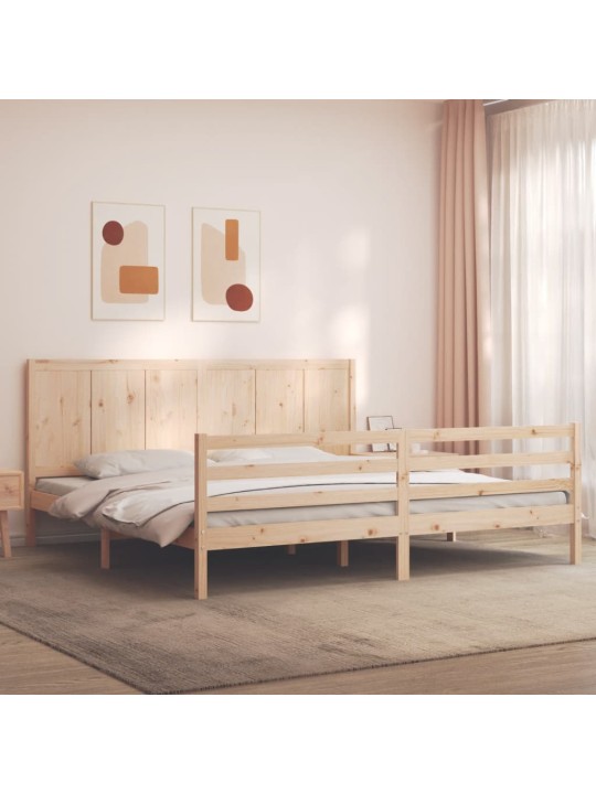 Gultas rāmis ar galvgali, 200x200 cm, masīvkoks