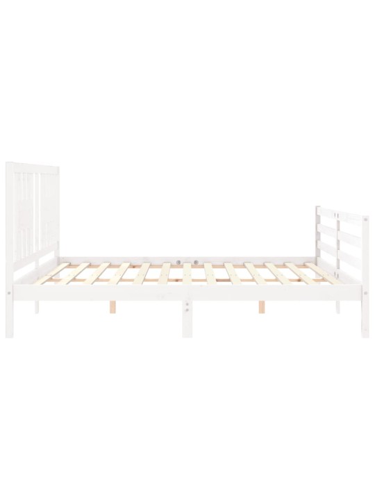 Gultas rāmis ar galvgali, Super King Size, masīvkoks, balts