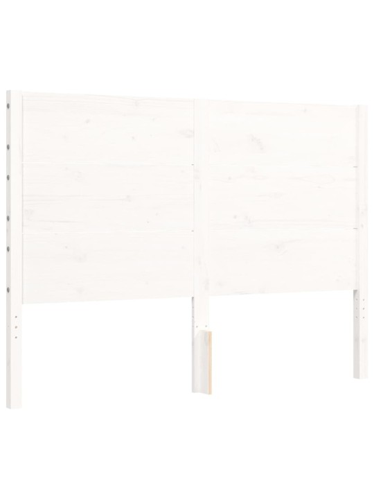 Gultas rāmis ar galvgali, 140x200 cm, masīvkoks, balts