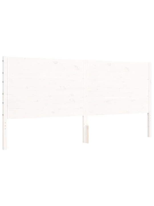 Gultas rāmis ar galvgali, 200x200 cm, masīvkoks, balts