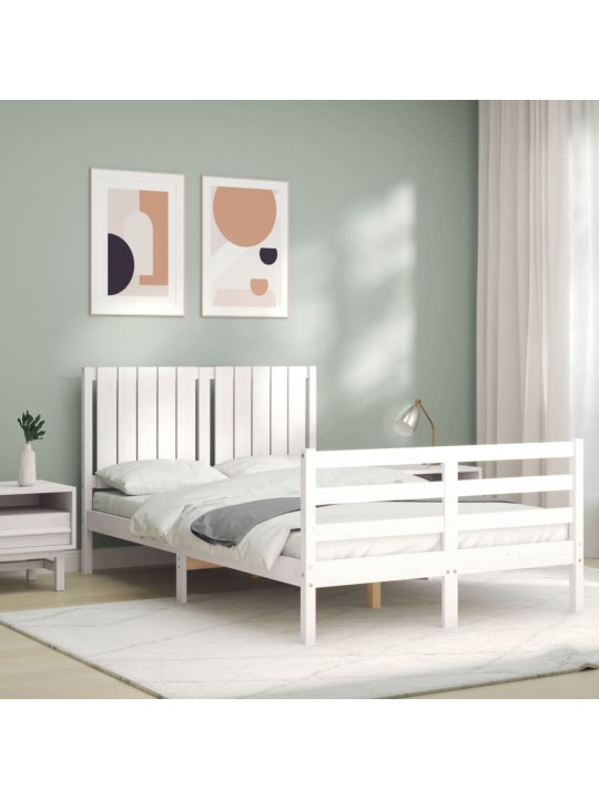 Gultas rāmis ar galvgali, 120x200 cm, masīvkoks, balts