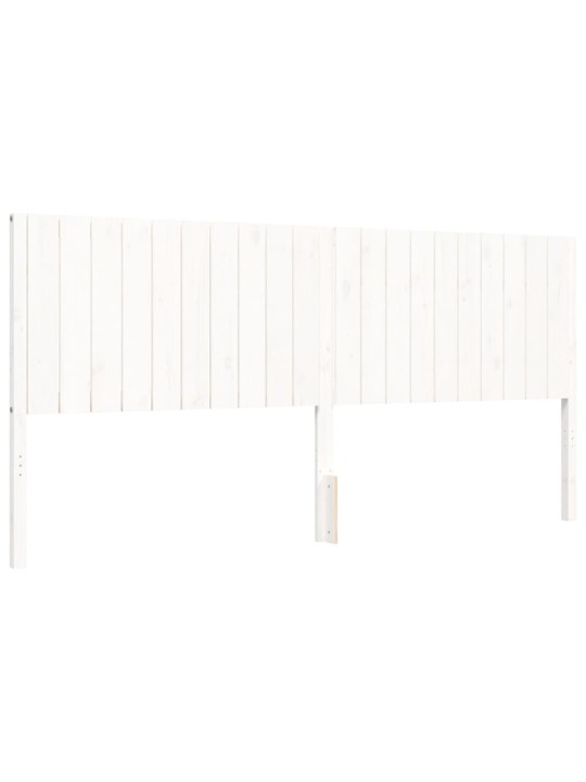 Gultas rāmis ar galvgali, 200x200 cm, masīvkoks, balts