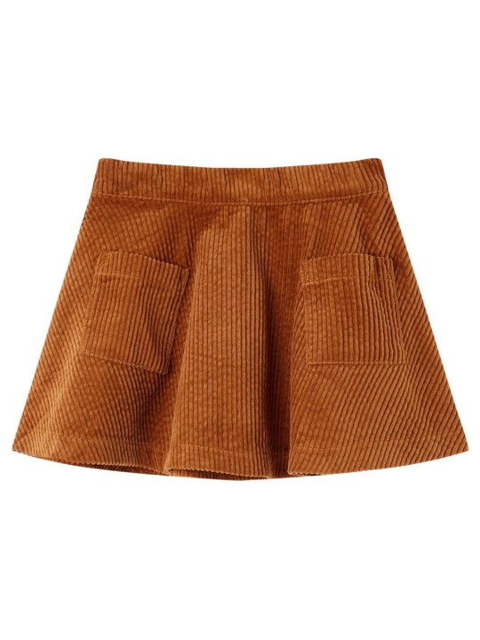 Bērnu svārki ar kabatām, konjaka krāsā, velvets, 104