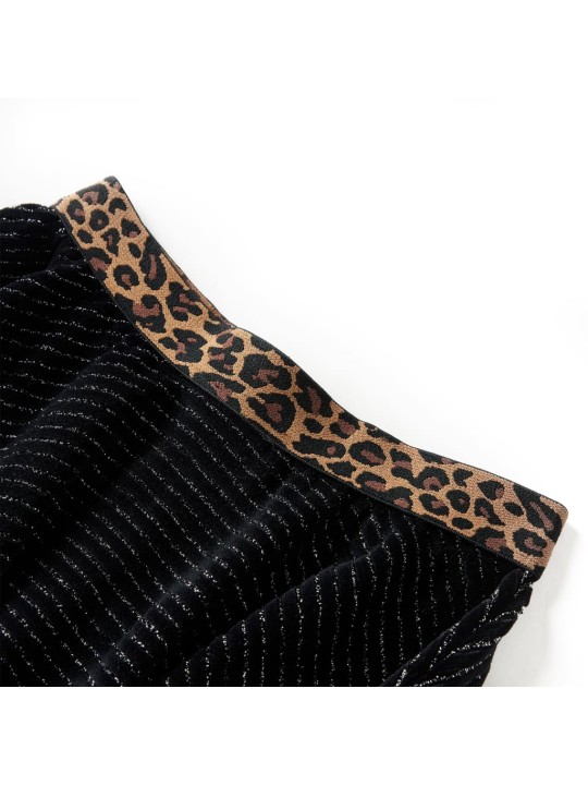 Bērnu svārki, leoparda apdrukas jostasvieta, melni, 92