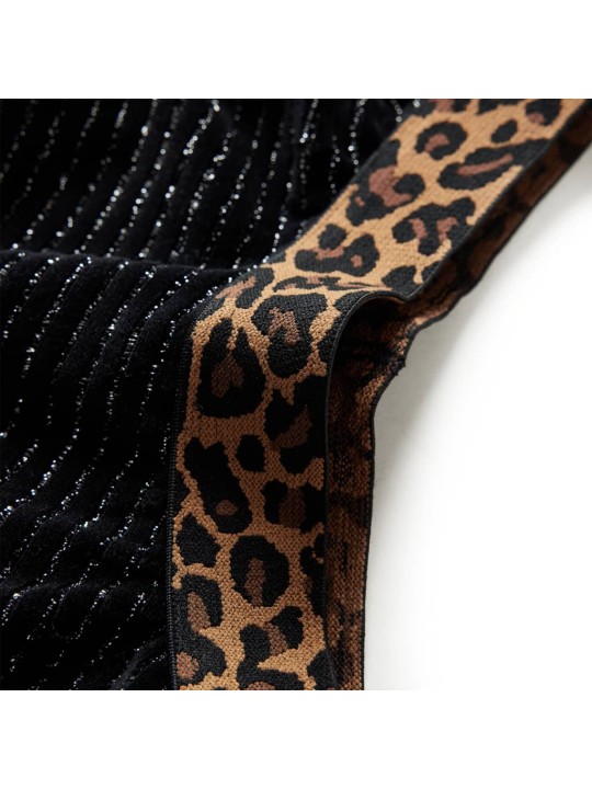 Bērnu svārki, leoparda apdrukas jostasvieta, melni, 92