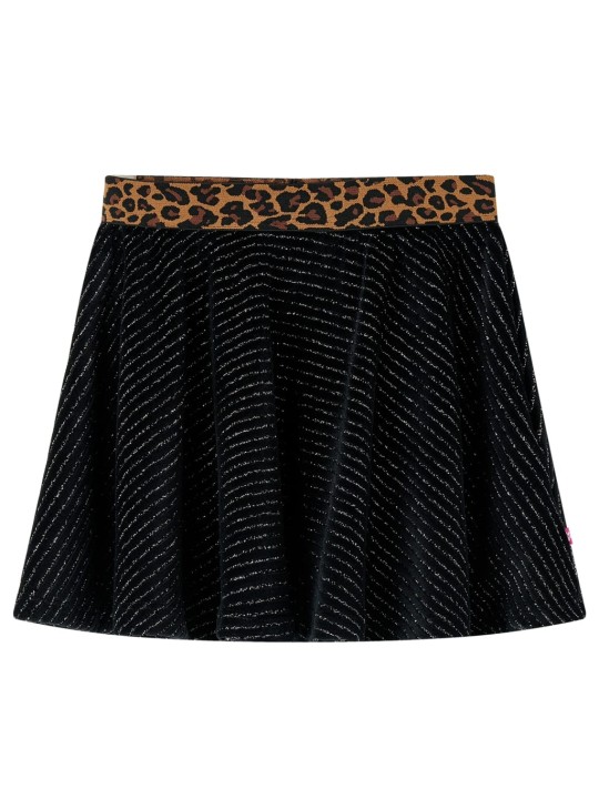 Bērnu svārki, leoparda apdrukas jostasvieta, melni, 104