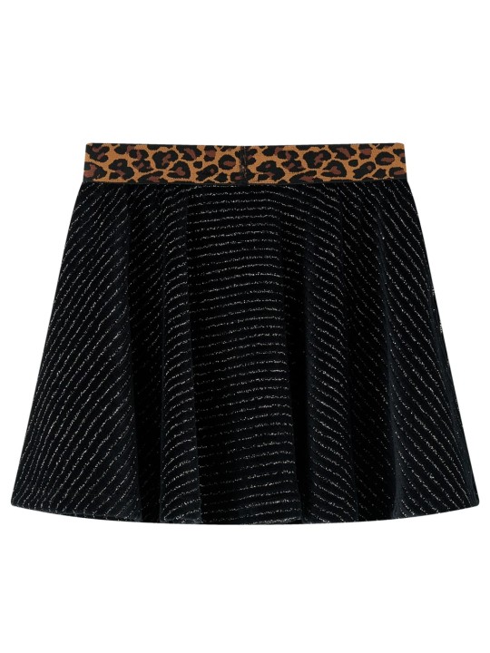 Bērnu svārki, leoparda apdrukas jostasvieta, melni, 104