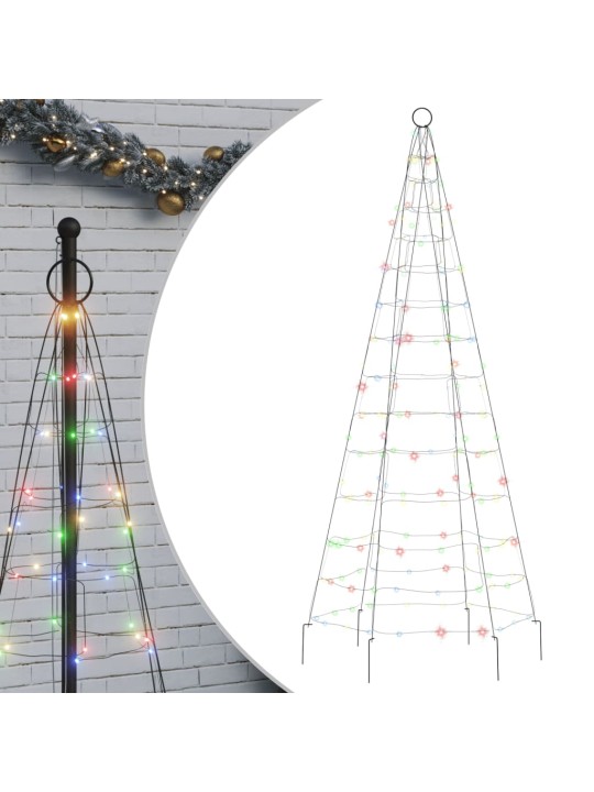 Led ziemassvētku eglīte uz karoga masta 200 led krāsains 180 cm