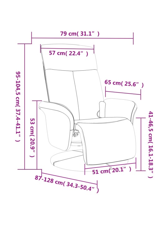 Masāžas krēsls ar kāju balstu, atgāžams, brūns audums