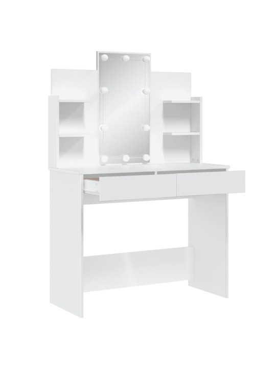Spoguļgaldiņš ar led, balts, 96x40x142 cm