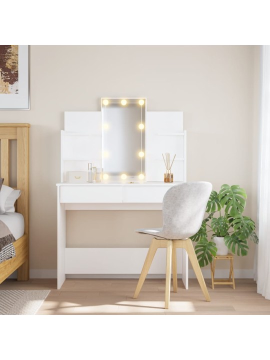 Spoguļgaldiņš ar led, balts, 96x40x142 cm