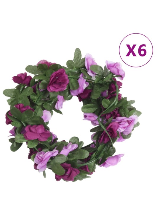 Ziemassvētku ziedu vītnes, 6 gab., pavasarīgi violetas, 250 cm