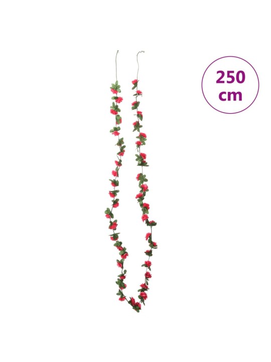 Ziemassvētku ziedu vītnes, 6 gab., sarkanas rozes, 250 cm