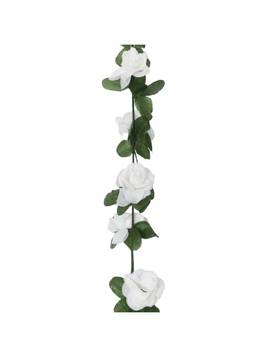 Ziemassvētku ziedu vītnes, 6 gab., pavasarīgi baltas, 250 cm