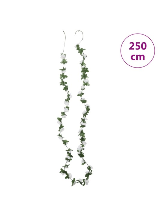 Ziemassvētku ziedu vītnes, 6 gab., pavasarīgi baltas, 250 cm