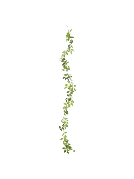 Ziemassvētku ziedu vītnes, 6 gab., baltas, 200 cm