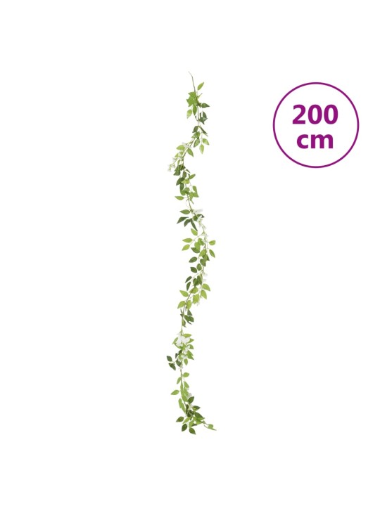 Ziemassvētku ziedu vītnes, 6 gab., baltas, 200 cm