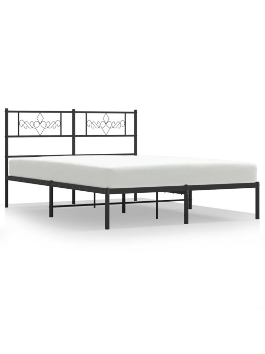 Gultas rāmis ar galvgali, melns metāls, 120x200 cm