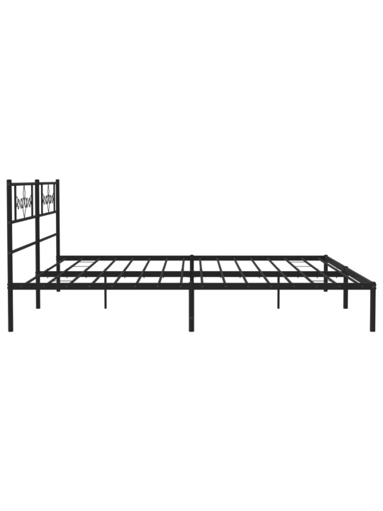 Gultas rāmis ar galvgali, melns metāls, 200x200 cm
