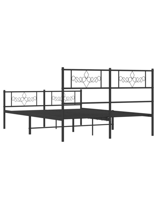 Gultas rāmis ar galvgali un kājgali, melns metāls, 120x190 cm