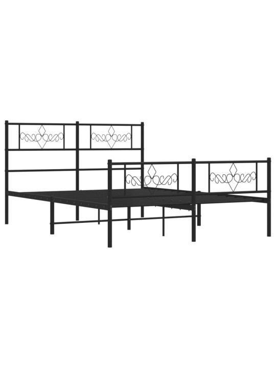 Gultas rāmis ar galvgali un kājgali, melns metāls, 120x200 cm