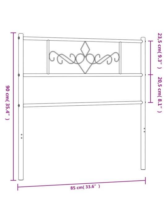 Gultas galvgalis, metāls, melns, 80 cm