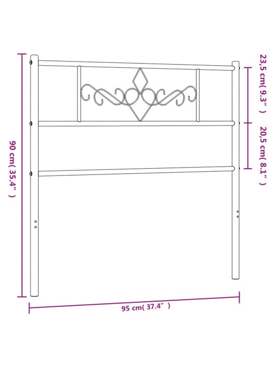 Gultas galvgalis, metāls, melns, 90 cm