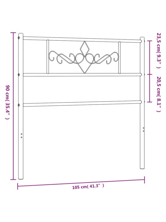 Gultas galvgalis, metāls, melns, 100 cm