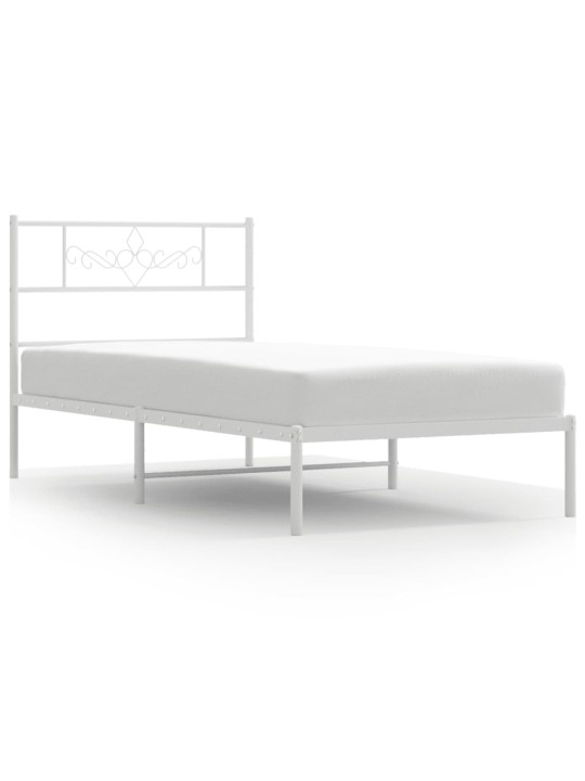 Gultas rāmis ar galvgali, balts metāls, 80x200 cm