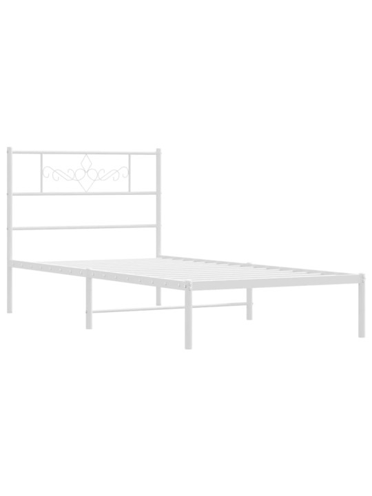 Gultas rāmis ar galvgali, balts metāls, 107x203 cm