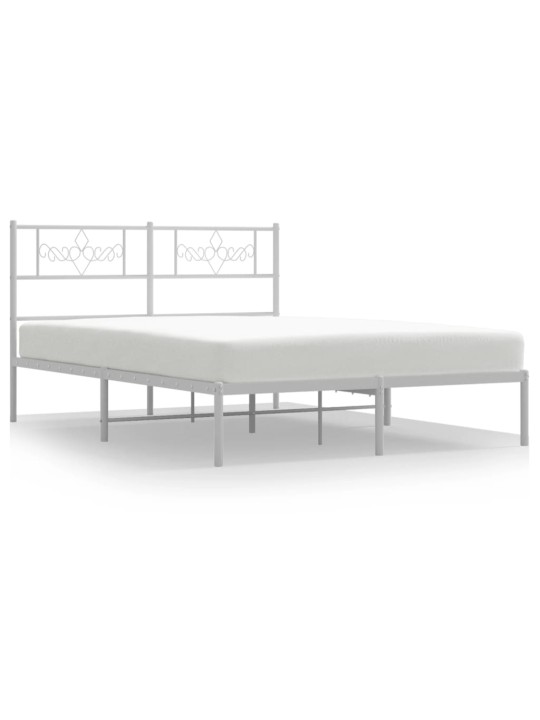 Gultas rāmis ar galvgali, balts metāls, 120x200 cm