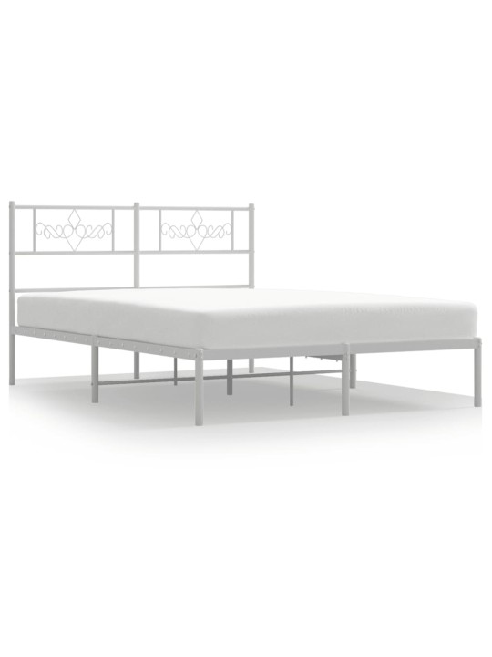 Gultas rāmis ar galvgali, balts metāls, 135x190 cm