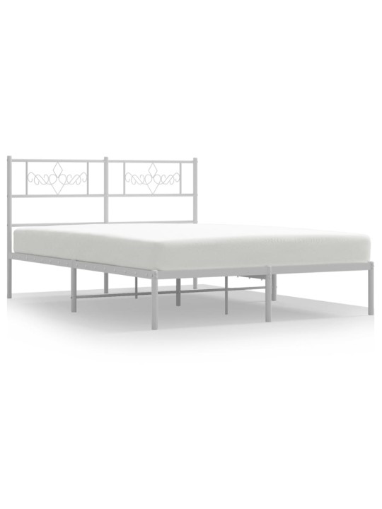 Gultas rāmis ar galvgali, balts metāls, 150x200 cm