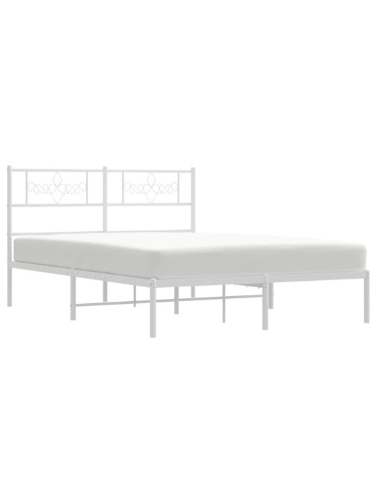 Gultas rāmis ar galvgali, balts metāls, 150x200 cm