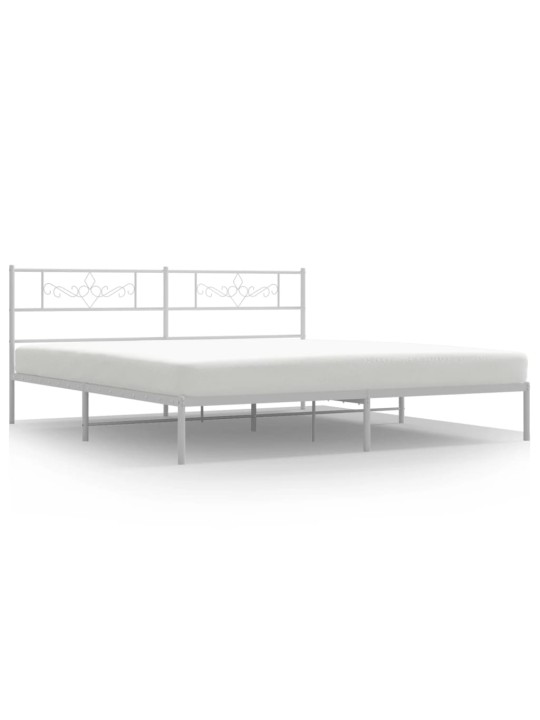 Gultas rāmis ar galvgali, balts metāls, 200x200 cm