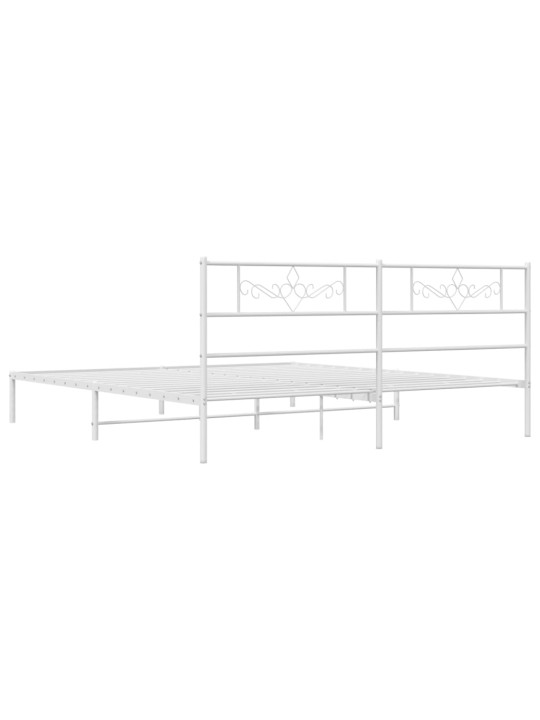 Gultas rāmis ar galvgali, balts metāls, 200x200 cm