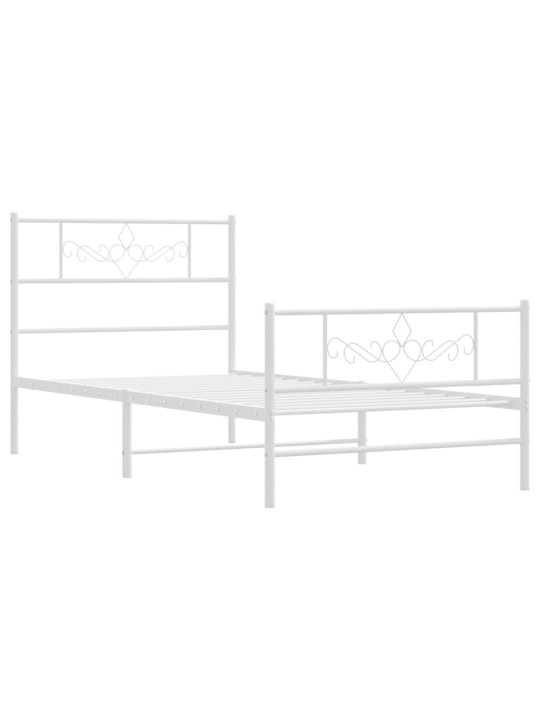 Gultas rāmis ar galvgali un kājgali, balts metāls, 80x200 cm