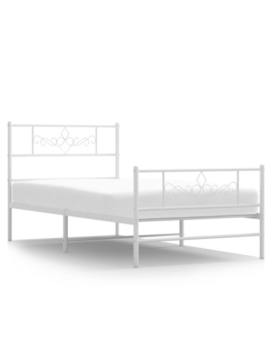 Gultas rāmis ar galvgali un kājgali, balts metāls, 107x203 cm
