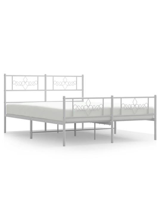 Gultas rāmis ar galvgali un kājgali, balts metāls, 120x200 cm