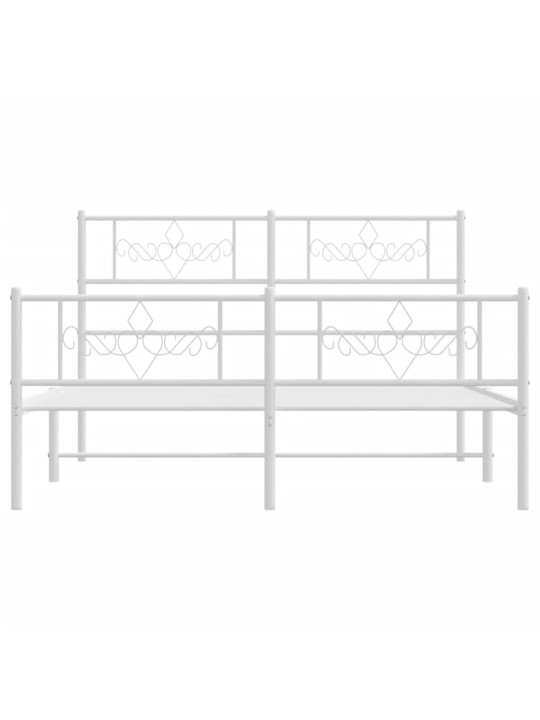 Gultas rāmis ar galvgali un kājgali, balts metāls, 120x200 cm