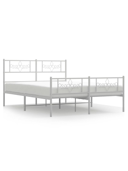 Gultas rāmis ar galvgali un kājgali, balts metāls, 135x290 cm
