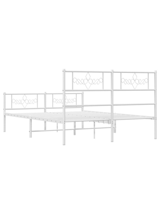 Gultas rāmis ar galvgali un kājgali, balts metāls, 135x290 cm