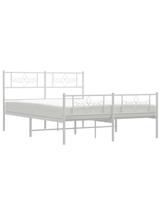 Gultas rāmis ar galvgali un kājgali, balts metāls, 140x190 cm
