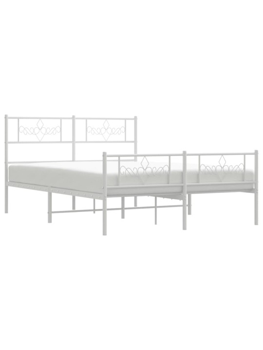 Gultas rāmis ar galvgali un kājgali, balts metāls, 150x200 cm