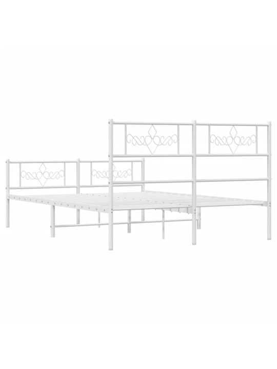 Gultas rāmis ar galvgali un kājgali, balts metāls, 150x200 cm