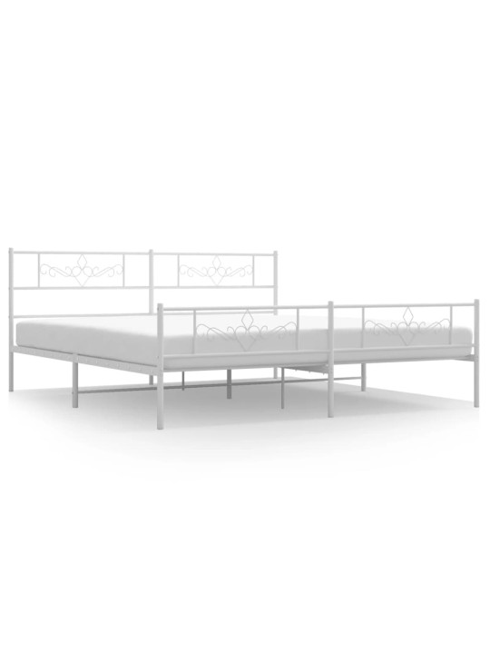 Gultas rāmis ar galvgali un kājgali, balts metāls, 200x200 cm