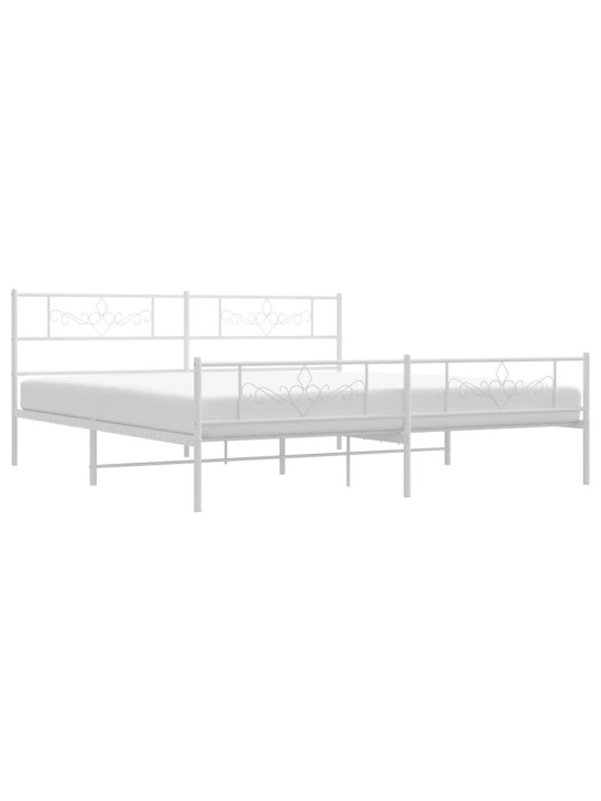 Gultas rāmis ar galvgali un kājgali, balts metāls, 200x200 cm